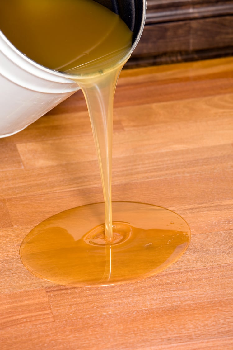 Pouring Polyurethane Clear Coat on Hardwood Floor